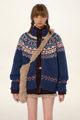 Vintage Turtleneck Fair Isle Knit Cardigan Sweater - COPPING THREADS - MOROMORO
